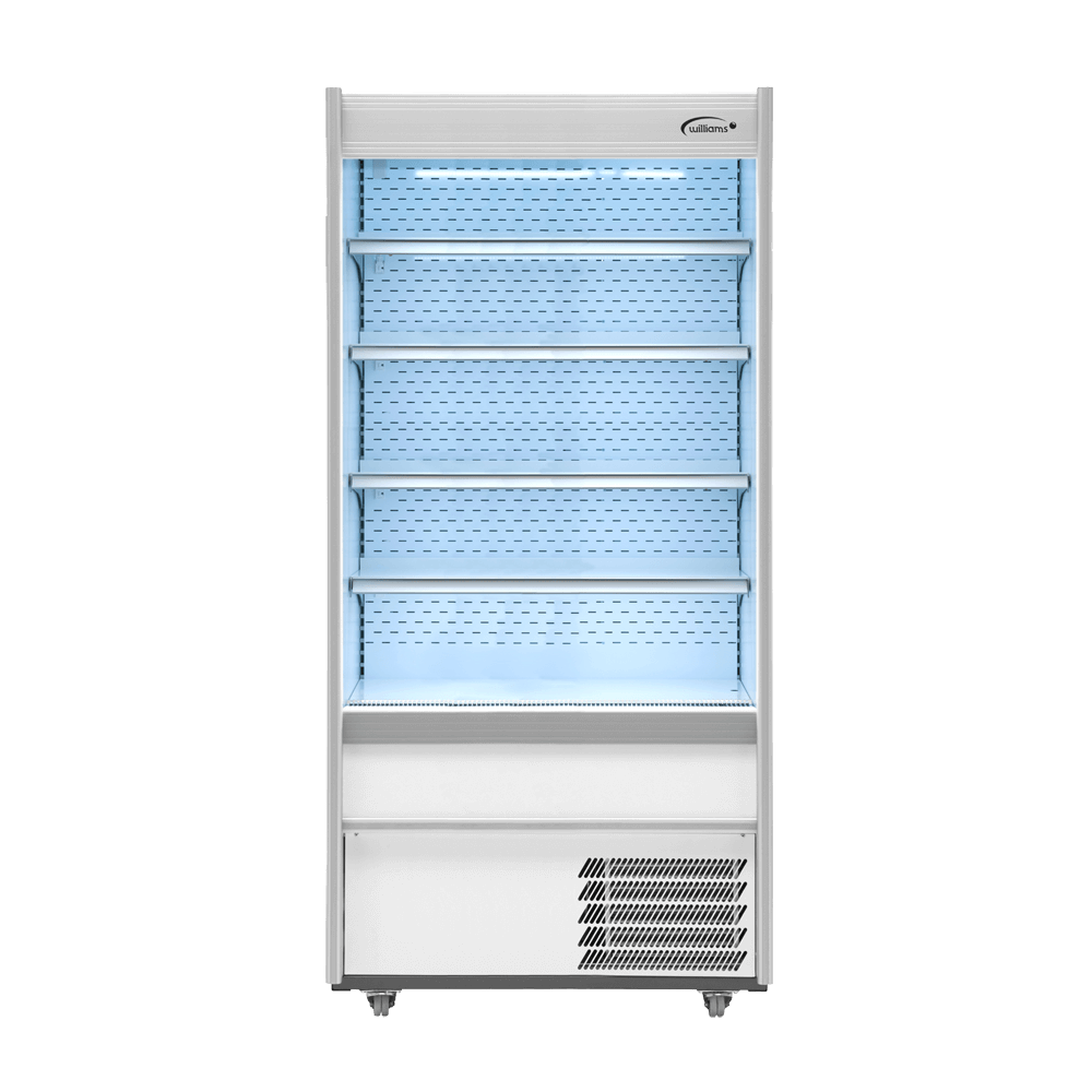 Gem Multideck - white open deck fridge with night blind