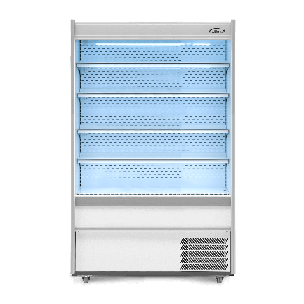 Gem Multideck - white open deck fridge with night blind