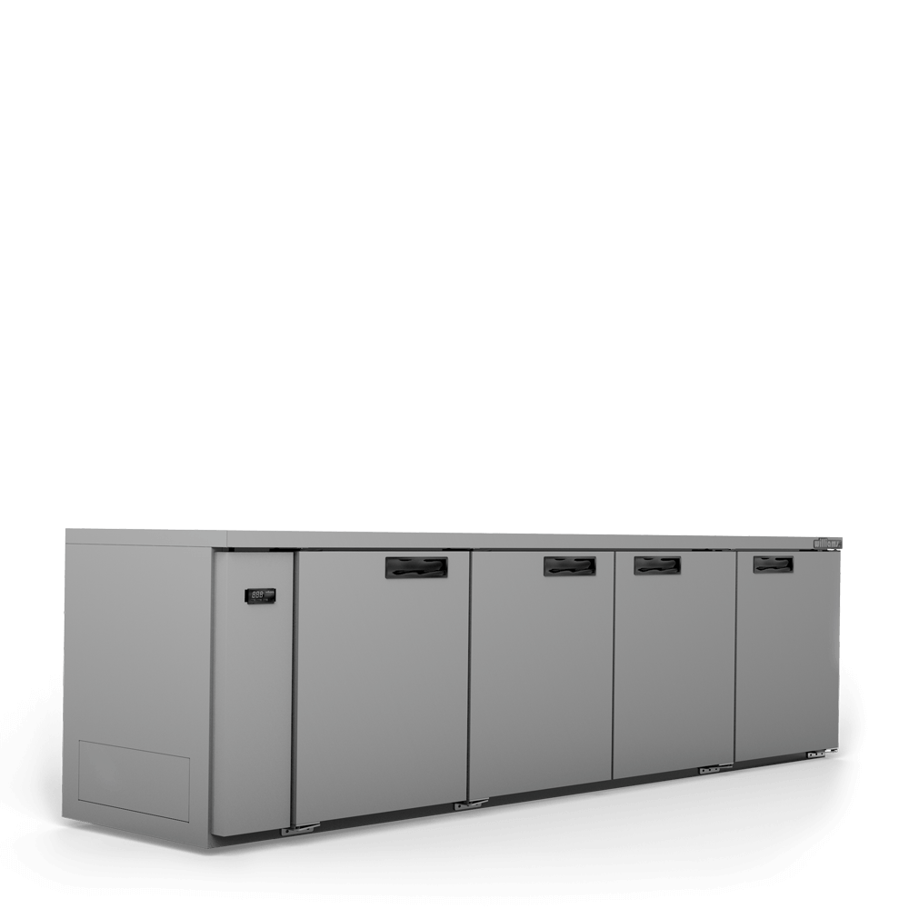 Boronia - Four Door Black Colorbond Remote Back Bar Counter Display Refrigerator