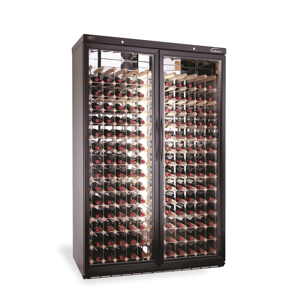Wine Cabinet - Two Door Black Upright Wine Display Refrigerator