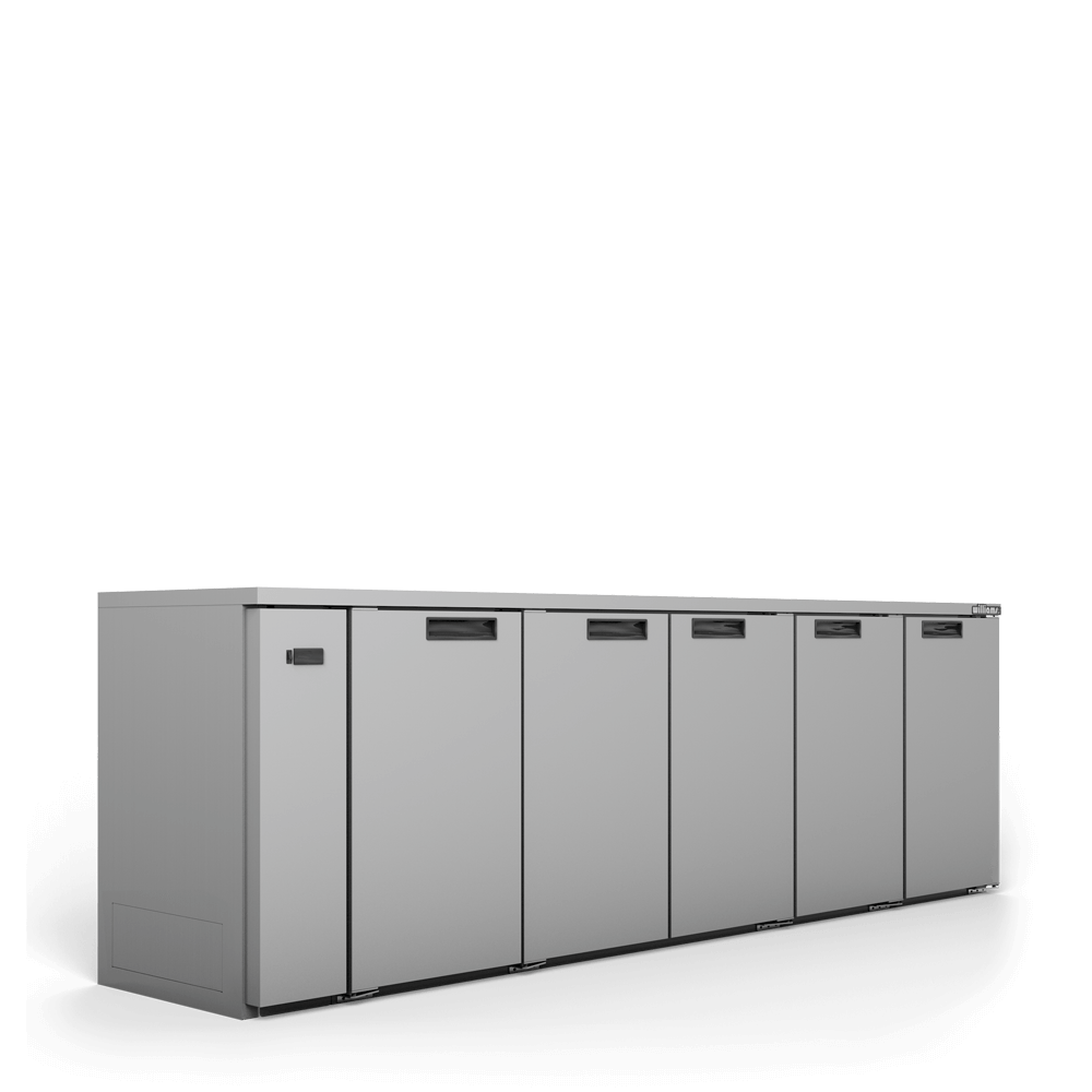 Cameo - Five Door Stainless Steel Remote Back Bar Counter Display Refrigerator