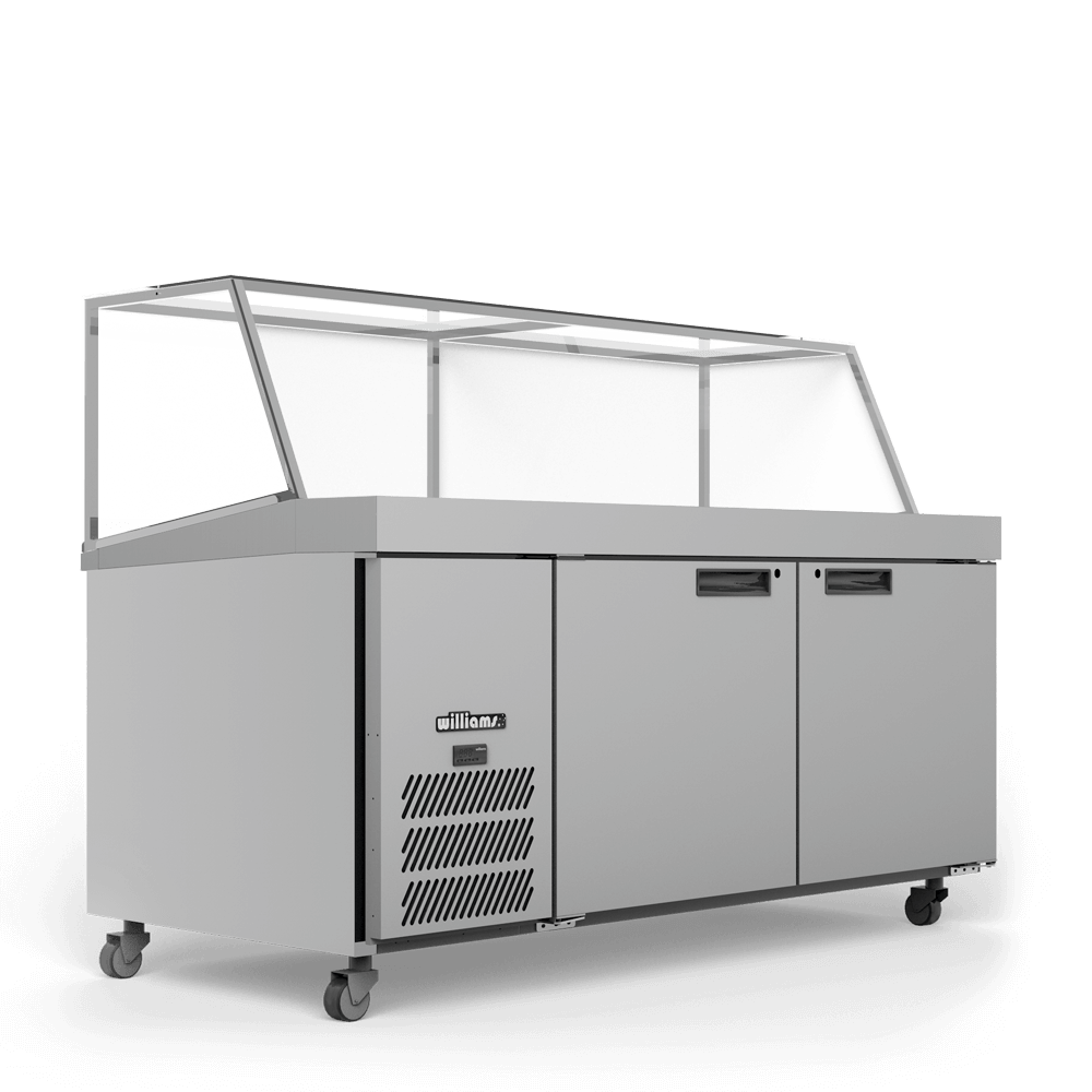 Banksia - Two Door White Colorbond Prep Counter Refrigerator With Angled Blown Air Well - Without Canopy
