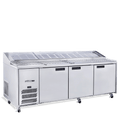 Jade Pizza - Three Door Stainless Steel Pizza Prep Counter Refrigerator With Blown Air Well
