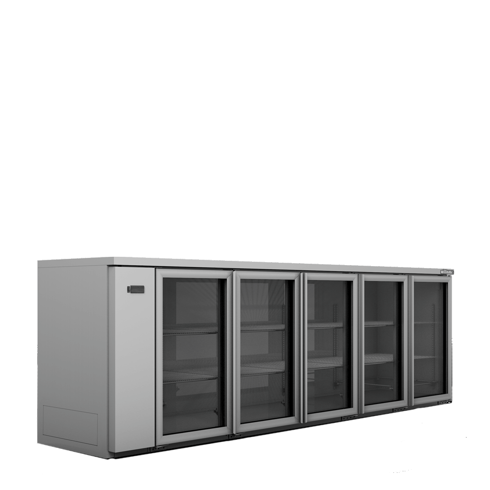 Cameo - Five Door Stainless Steel Remote Back Bar Counter Display Refrigerator