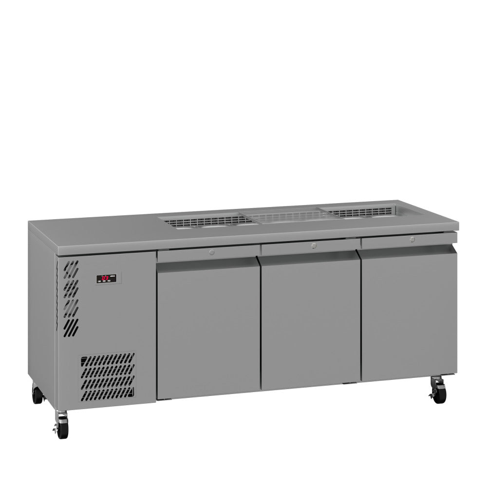 Opal - Three Door Stainless Steel Under Counter Refrigerator With Blown Air Well