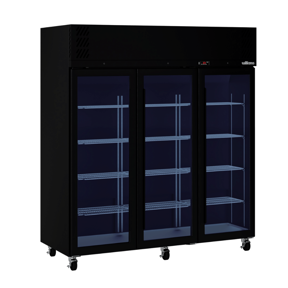 Pearl - Three Door Black Colorbond Upright Display Refrigerator