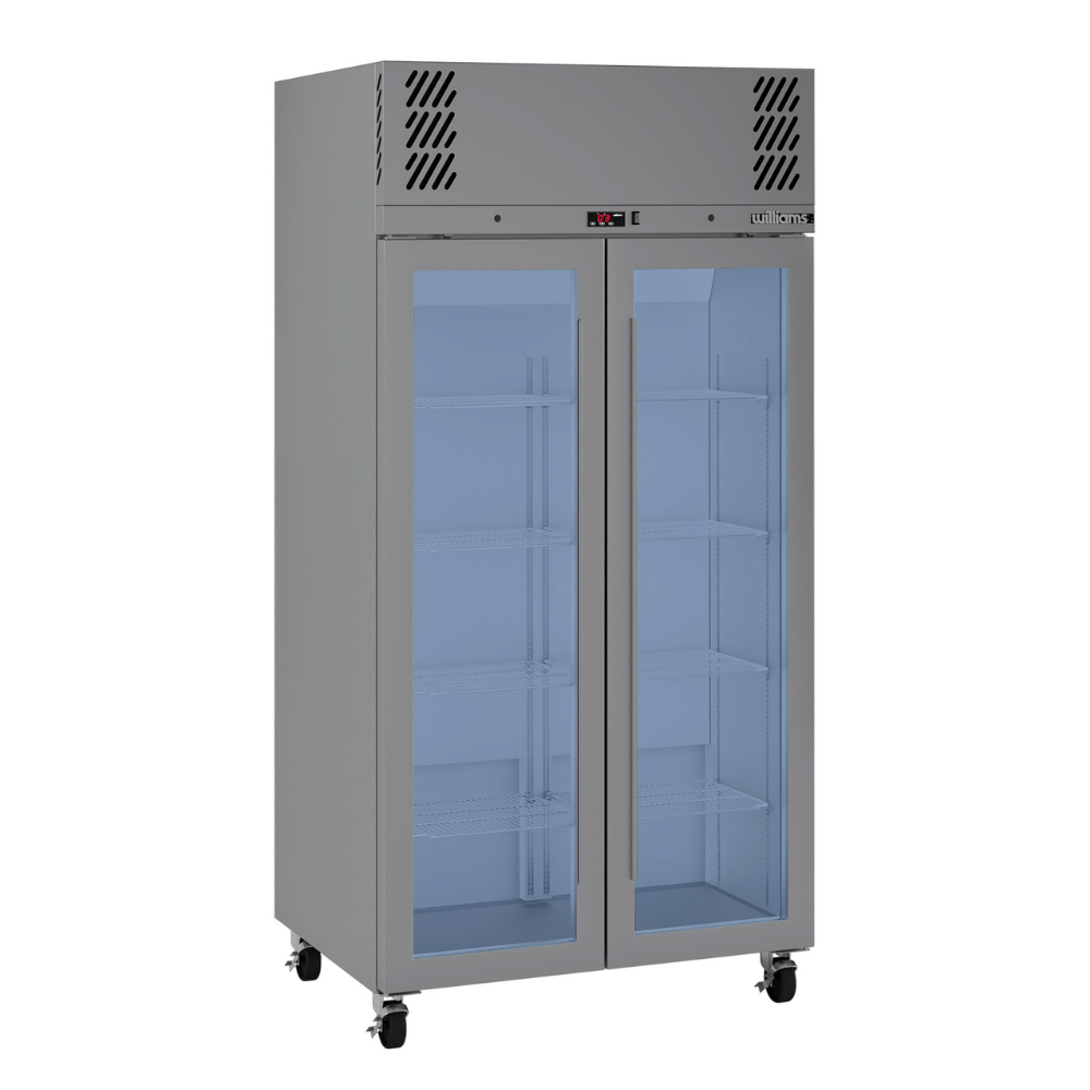 Pearl - Slim Two Door Stainless Steel Upright Display Refrigerator
