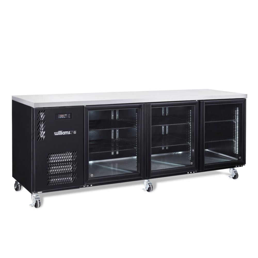 Boronia - Three Door Black Colorbond Under Counter Display Refrigerator