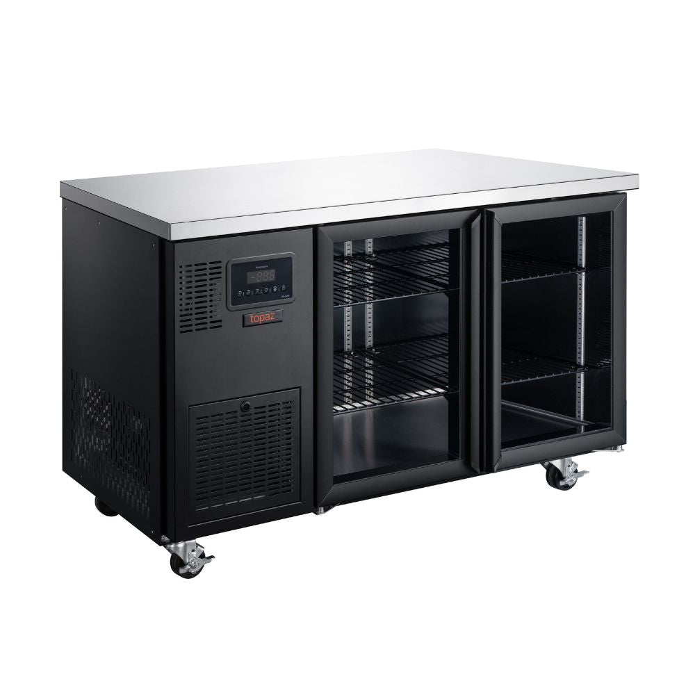 Topaz Under Counter - Two Door Black Under Counter Glass Door Refrigerator